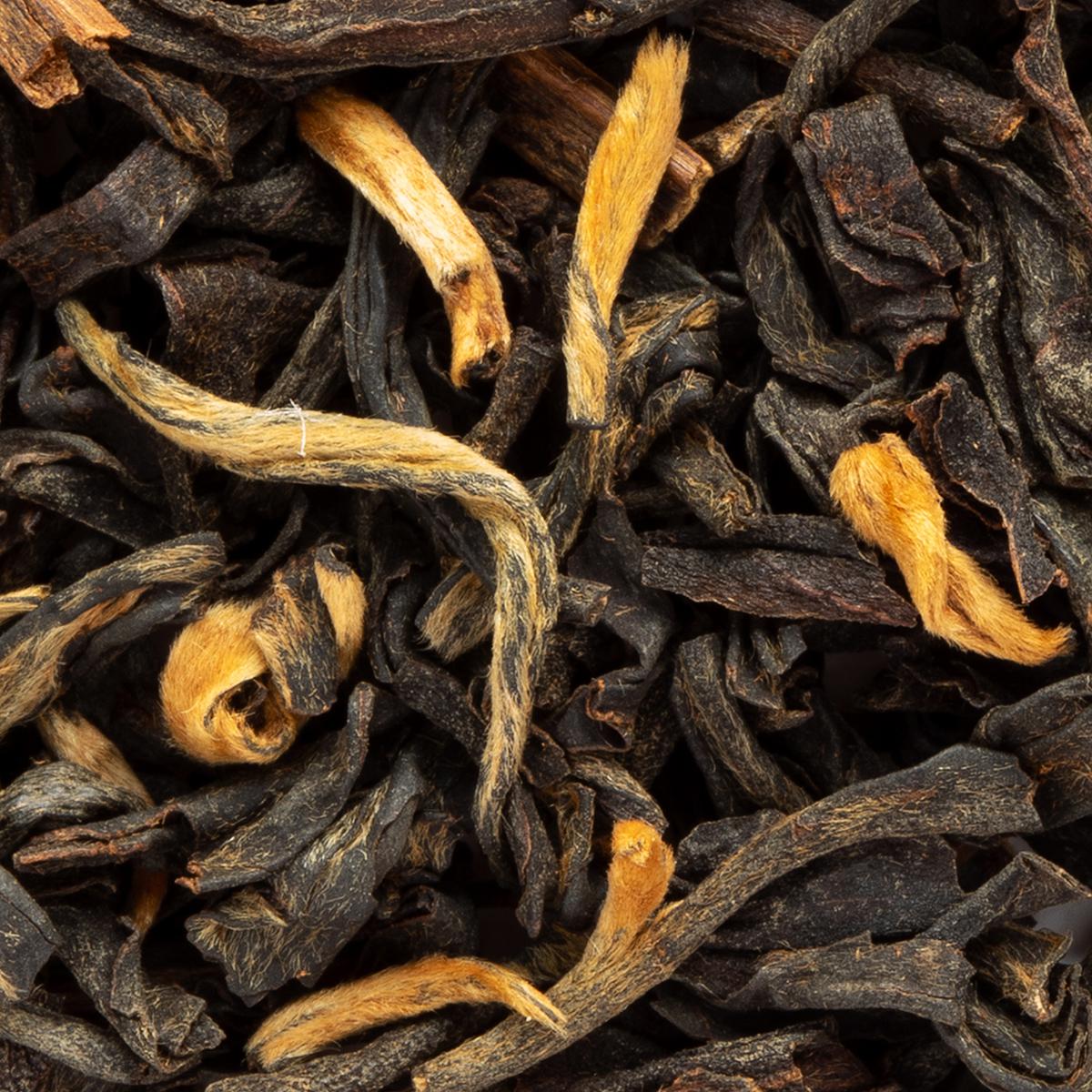 Bio Golden Yunnan Schwarztee, Yunnan-Knospen GFOP – Made in Thé, Nahaufnahme