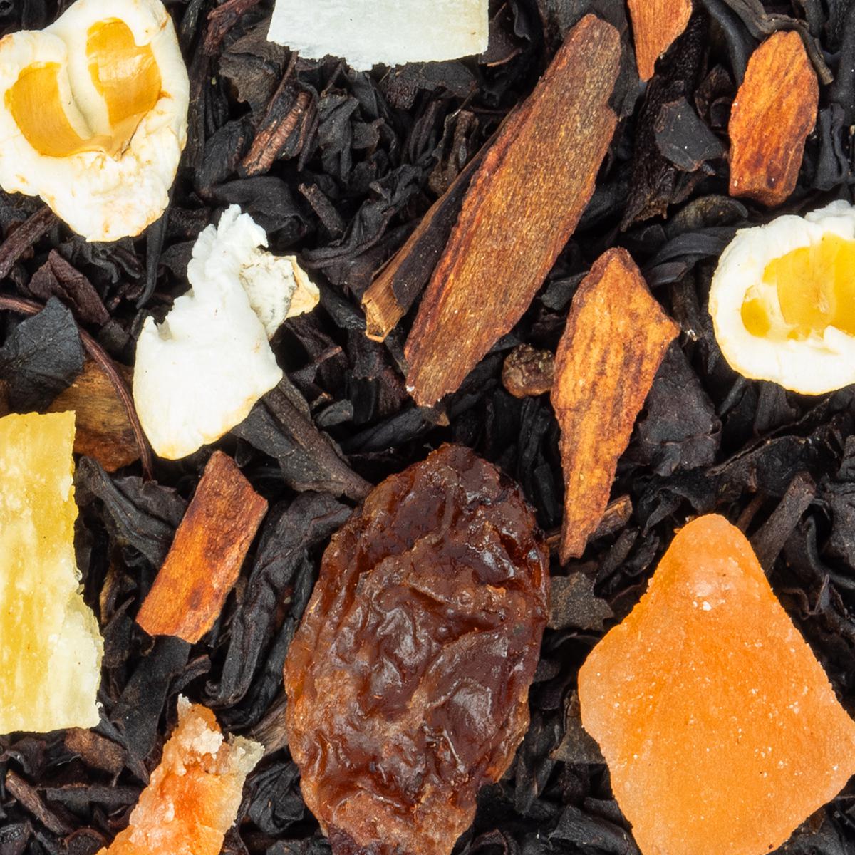 Schwarztee Eclat d’Amandes, Geschmack Mandel – Made in Thé, Nahaufnahme