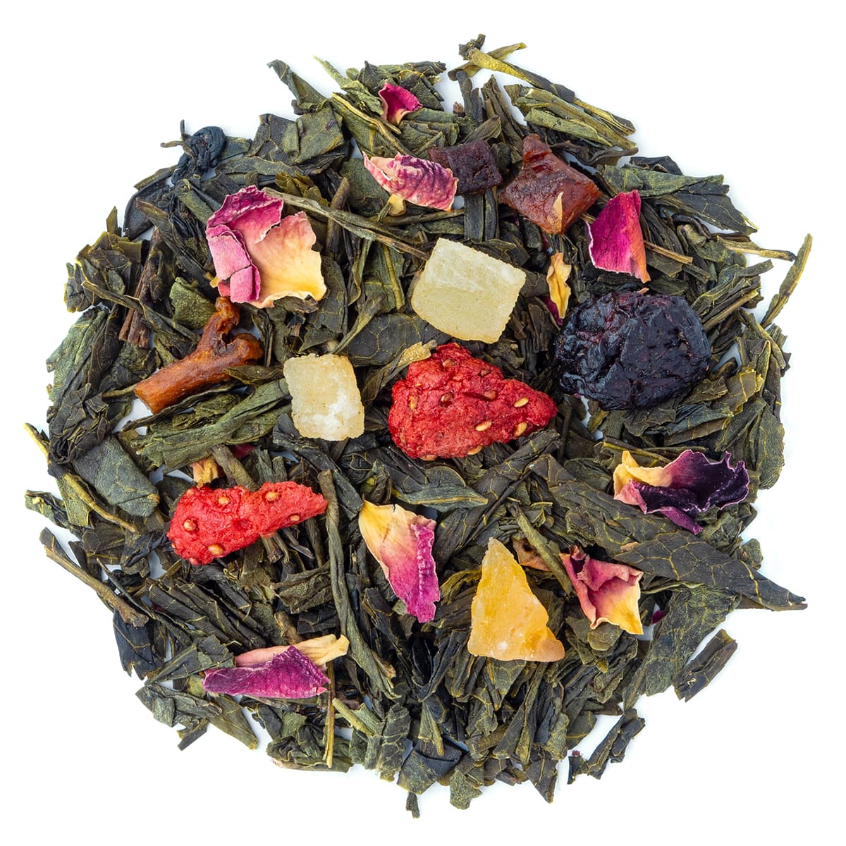 Thé Vert Kiss & Love saveur Cerise et Framboise par Made in Thé - Vue de haut