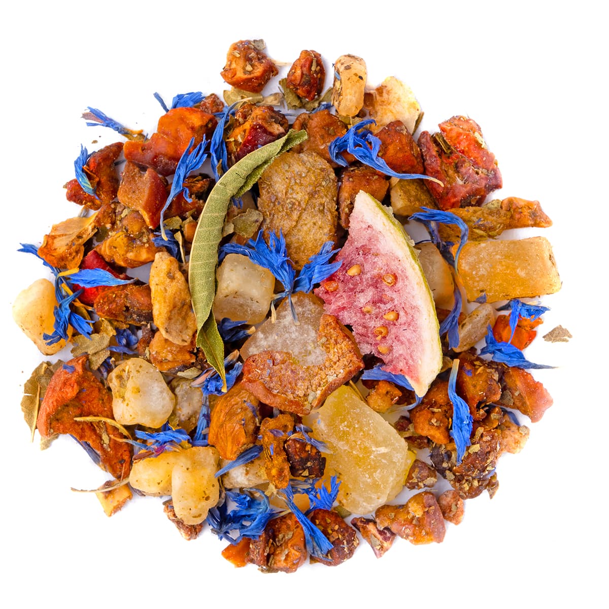 Früchtetee Blue Sunrise, Geschmack Wassermelone – Made in Thé, Draufsicht