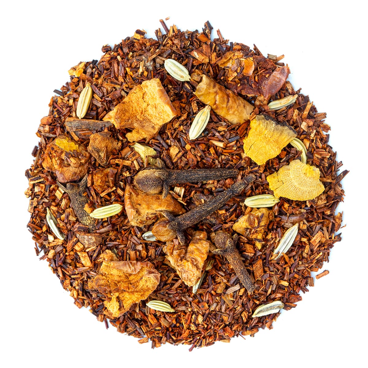 Rooibos Gewürzapfel, Geschmack Apfel und Zimt – Made in Thé, Draufsicht