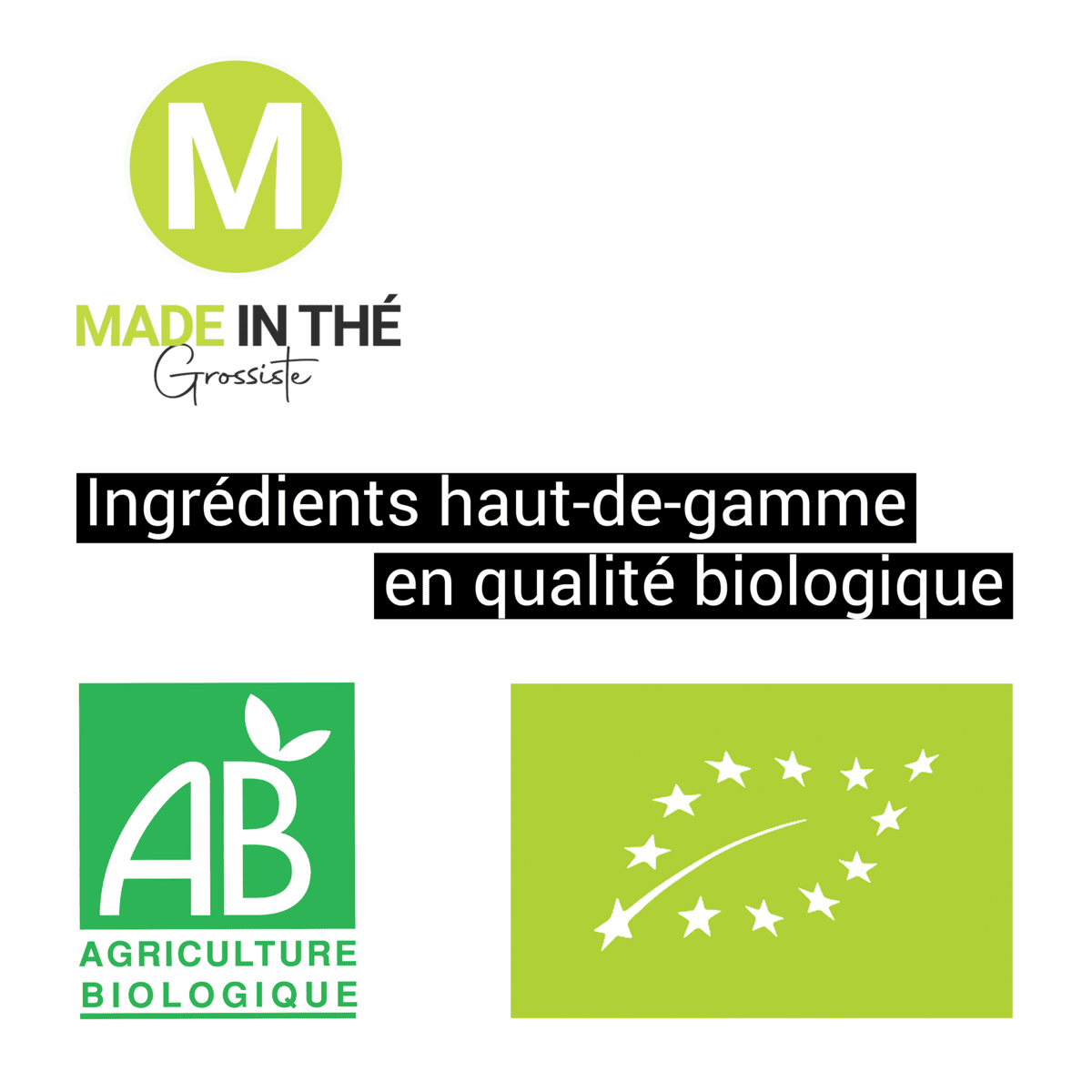 Grafik: hochwertige Zutaten in Bio-Qualität mit AB- und EU-Bio-Logo