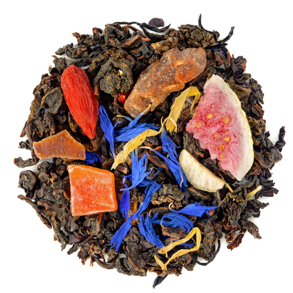 Oolong Hauteurs du Tibet, Geschmack Granatapfel und Pfirsich – Made in Thé, Draufsicht