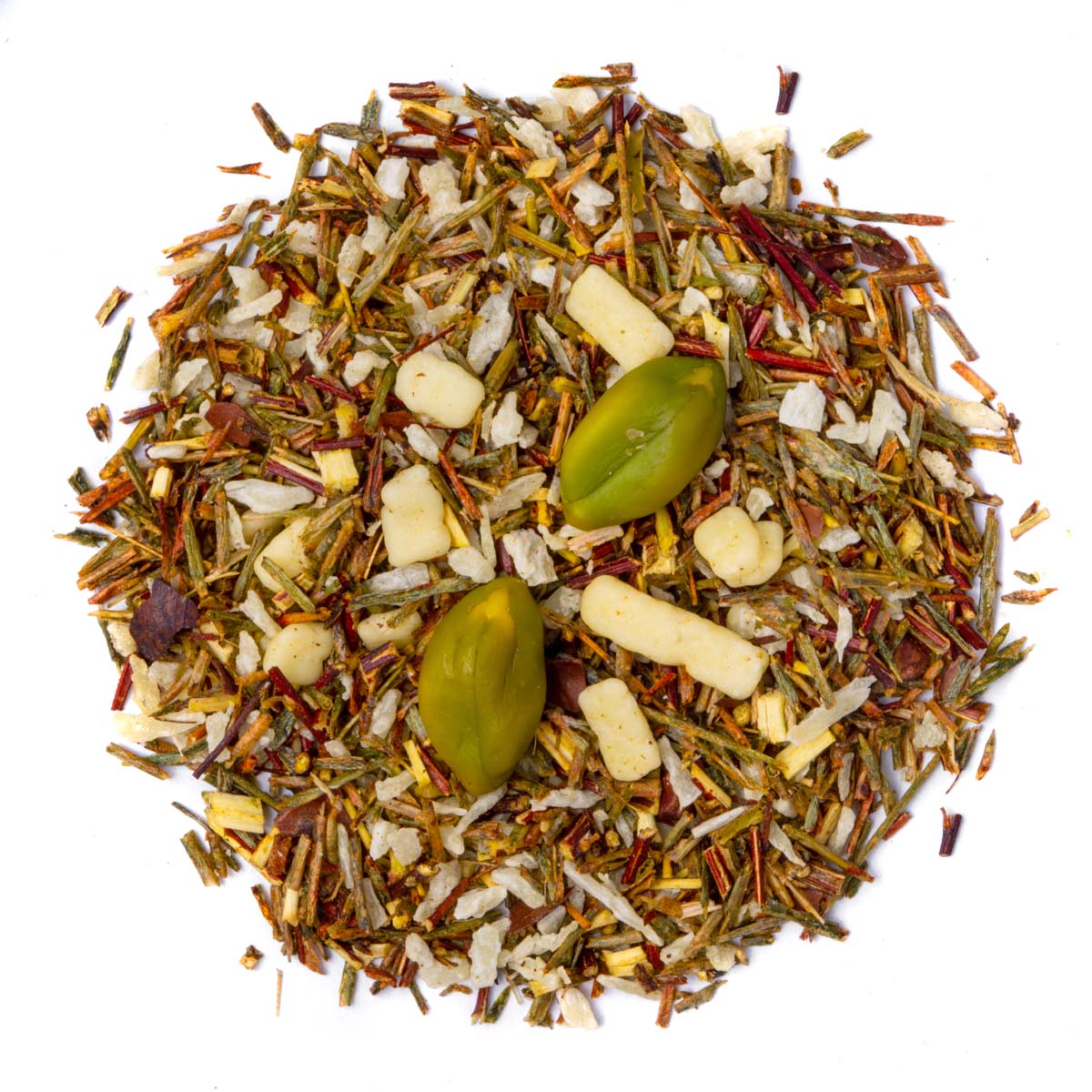 Rooibos Blanc Délice lose, Geschmack Pistazie und Weiße Schokolade – Made in Thé, Draufsicht
