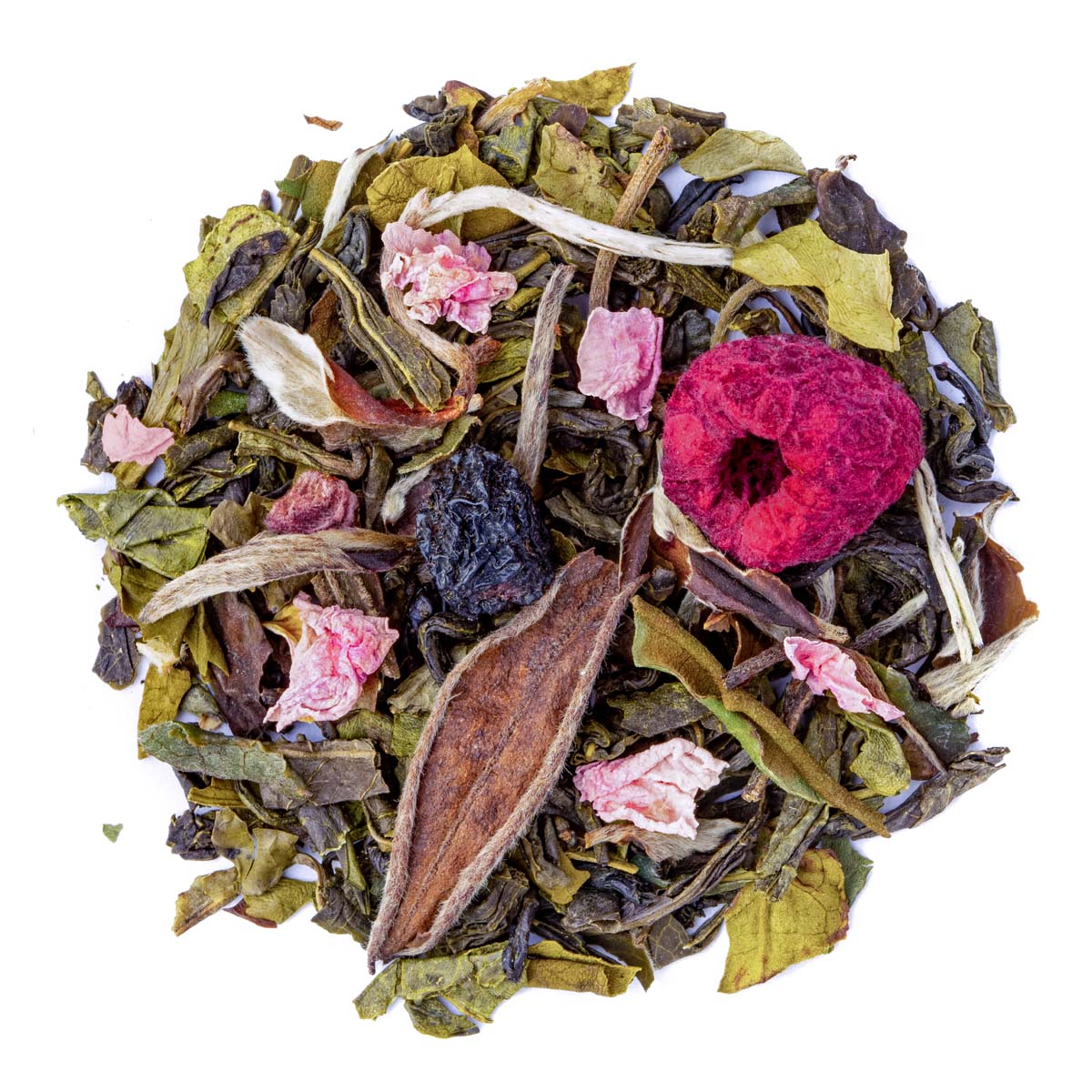 Bio Weißer Tee Doux Baisers, Geschmack Himbeere, Johannisbeere und Rose – Made in Thé, Draufsicht