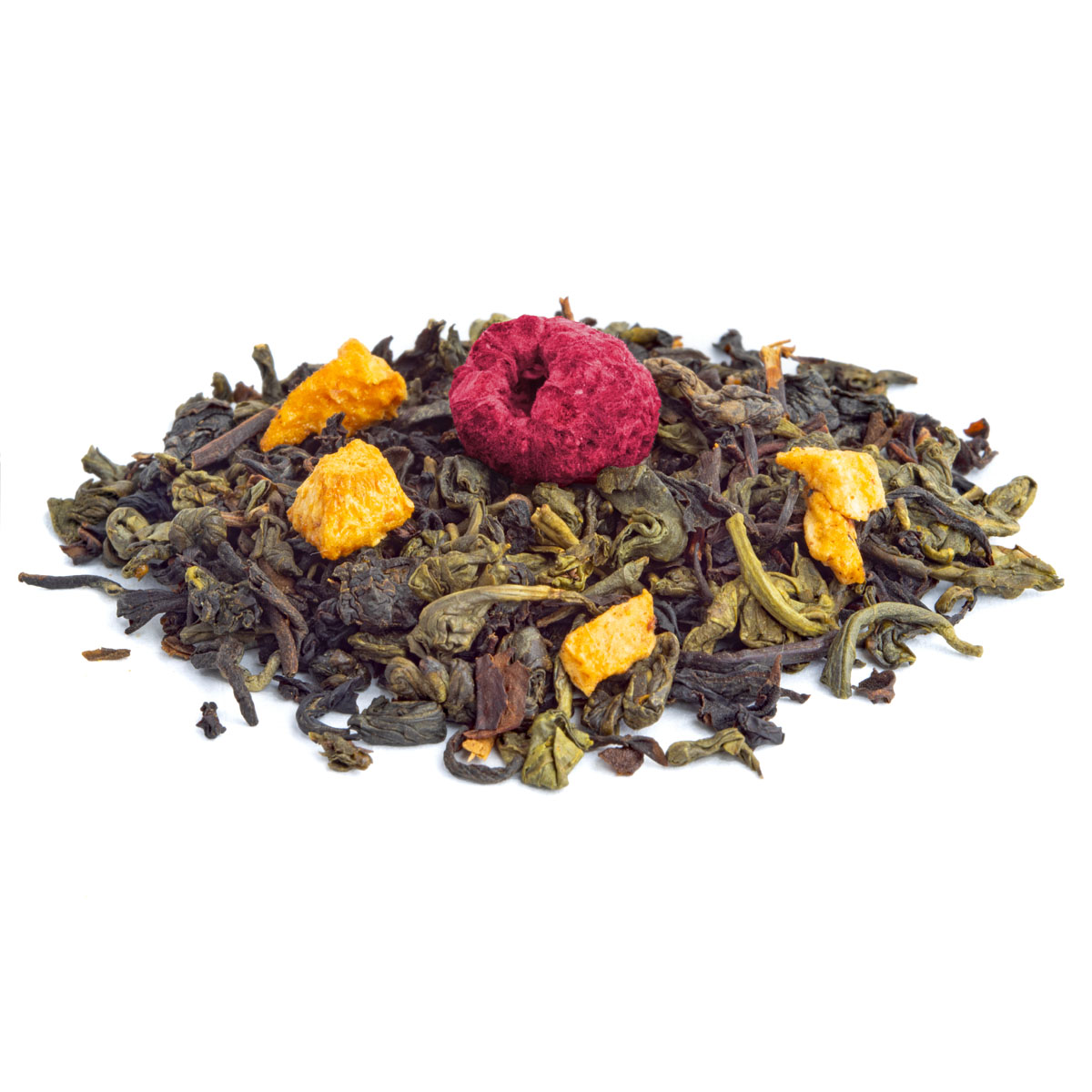 Bio Schwarztee Délice Pfirsich-Himbeere, Geschmack Acerola, Himbeere und Pfirsich – Made in Thé, Seitenansicht