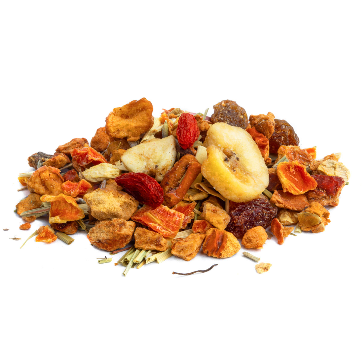 Früchtetee Exotisch, Geschmack Papaya und Pfirsich – Made in Thé, Seitenansicht