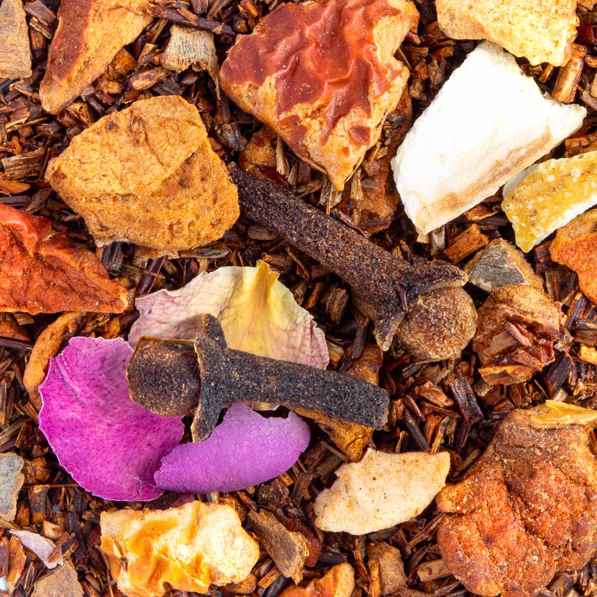 Bio Weihnachts-Rooibos, Geschmack Orange und Zimt – Made in Thé, Nahaufnahme