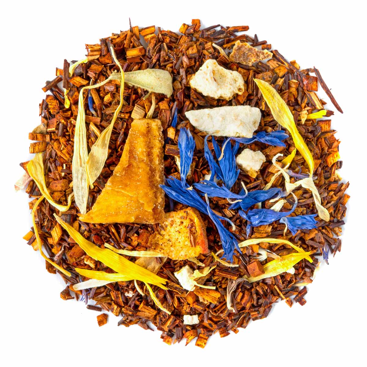 Bio Rooibos Jardin Tropical, Geschmack Aprikose, Mango und Orange – Made in Thé, Draufsicht
