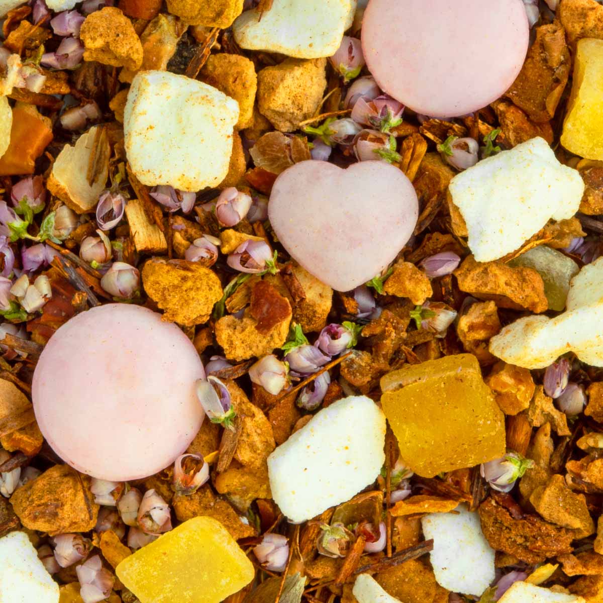 Rooibos Douceur Barbe à Papa lose, Geschmack Zuckerwatte – Made in Thé, Nahaufnahme