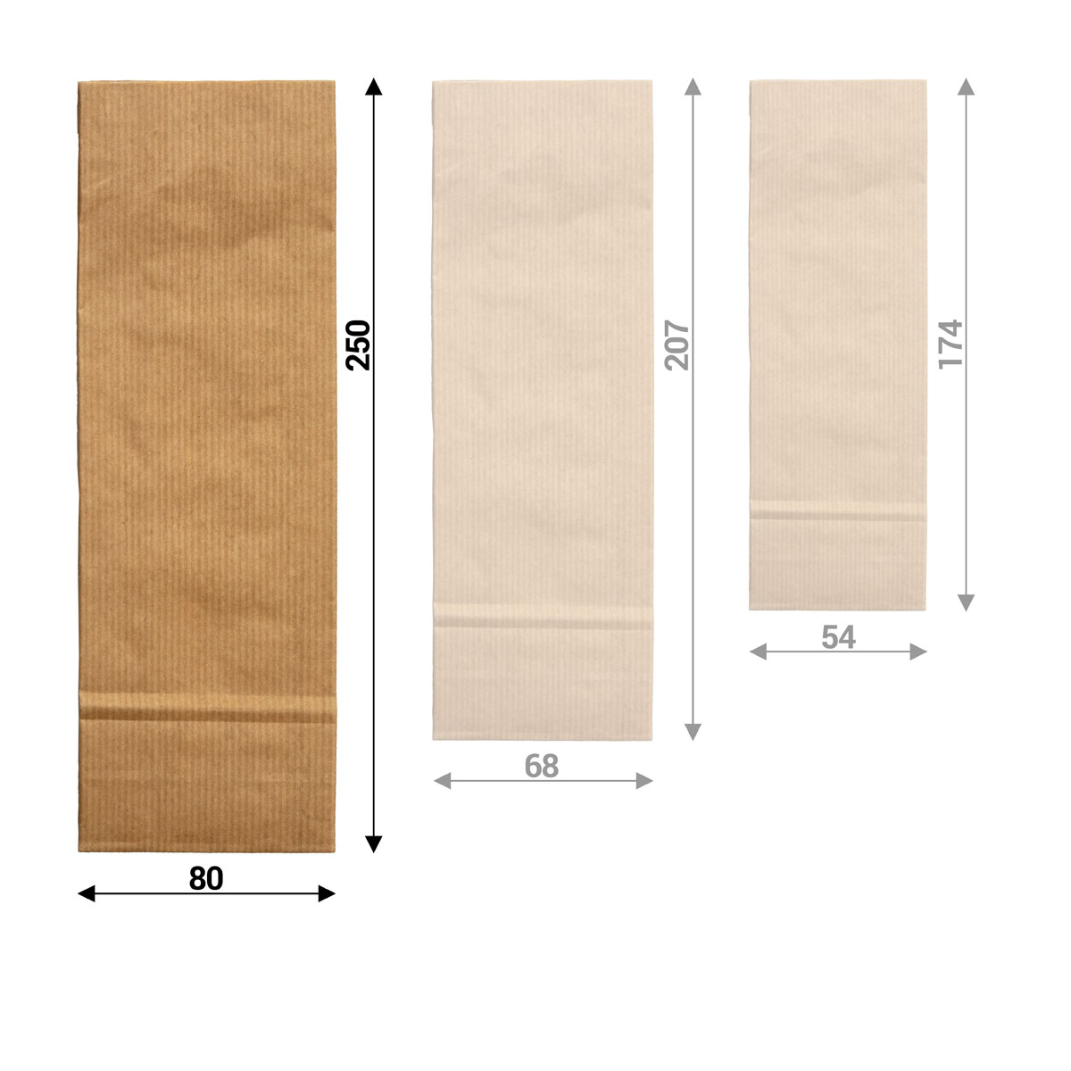 Blockbodenbeutel aus braunem Kraftpapier, Größe L