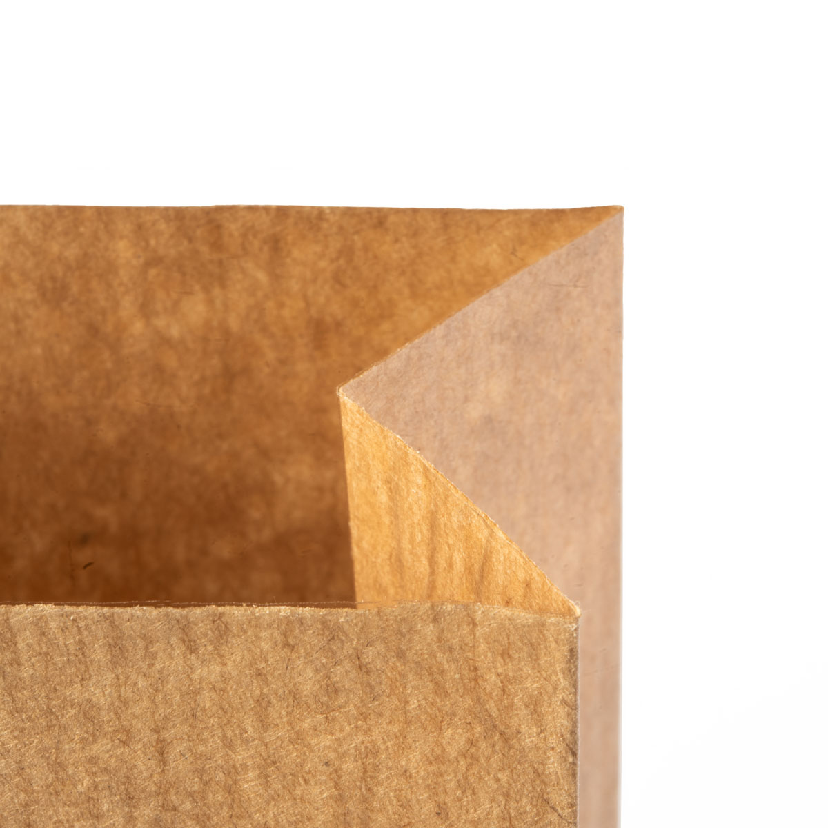 Kraftpapier-Blockbodenbeutel mit Sichtfenster, Blick ins Innere